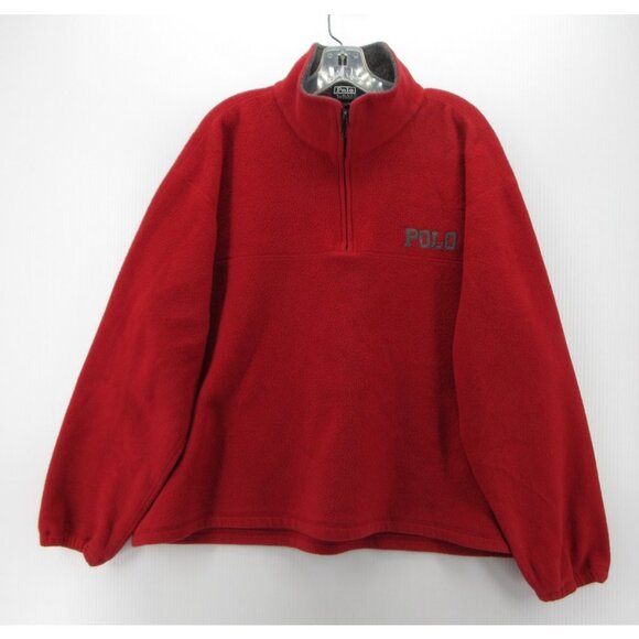 VINTAGE Ralph Lauren Polo Sweatshirt XL Fleece Pile 1/4 Zip Boxy 90s * - Picture 1 of 11